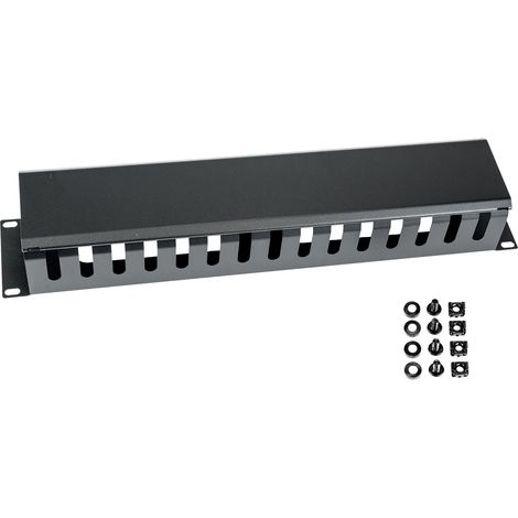 HMF 65452 Kabelkanal horizontal für Serverschrank, 19 Zoll, 2 HE, Schwarz (1/2)