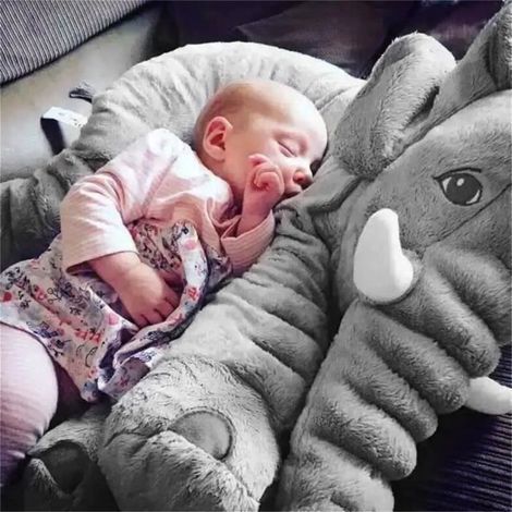 Elephant-shaped cotton cushion for kids - 50x60cm - Gray, Yellow, Pink, Blue, Purple