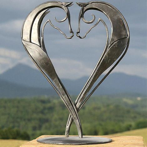 Statue de cheval en métal, sculpture pour la décoration de la maison et du jardin ou comme cadeau (1/2)