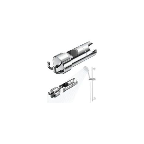 Universeller Duschhalter, verstellbarer Duschhalter von 16 bis 27 mm, um 360 Grad drehbarer Duschhalter mit 2 Haken - Crezuo