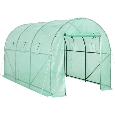 Gardebruk Greenhouse Foil Polytunnel Hot House Tunnel Tent Walk-In 23ft² with Windows 11.5x6.5x6.5ft Green (1/5)