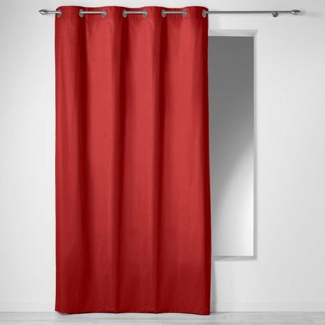 Rideau à Œillets 140 x 240 cm – Coton Uni Panama – Rouge (1/7)