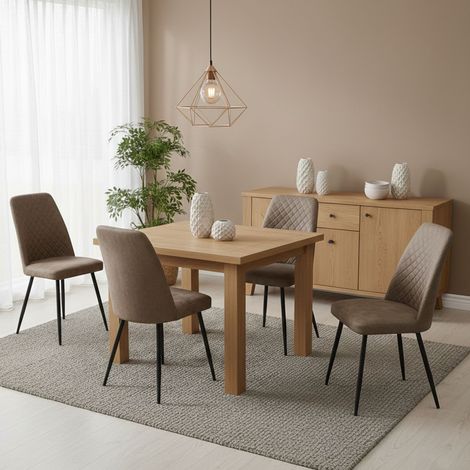 Set di Sedie Vendone, 4 Sedie, Imbottito, Effetto Velluto, Marrone (1/5)