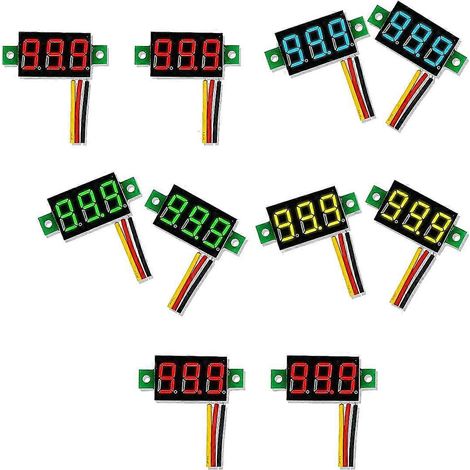 Mini voltmètre CC à affichage 3 fils 0-100 V, testeur de tension CC, 10 LED 0,28 pouce, 4 couleurs. (1/5)