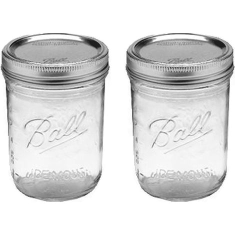 Ball, Glass Mason Jars with Lids & Bands, Wide Mouth, Clear, 16 oz, Pint, 2-Pack (2 Single Jar) (1/5)