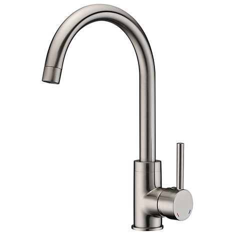Edouard Rousseau – Mitigeur évier ILO inox – Bec tube mobile – Aérateur économie d’eau – Cartouche céramique Ø 35 mm – Hauteur 334 mm