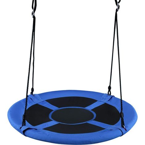 Balançoire Nid d’Oiseau Ronde en Tissu Oxford,Balançoire à Suspendre Enfants avec Hauteur Réglable 100-180CM,Siège Suspendu Charge 300KG pour Jardin,Caming,Balcon (Bleu, Renforcée) (1/5)