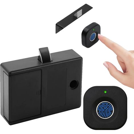 Serrure biométrique par empreinte digitale, matériau ABS, diamètre de trou de coupe de 15 mm, capacité de 20 empreintes digitales, alimentation par 3 piles AAA, clé USB d'urgence (1/5)