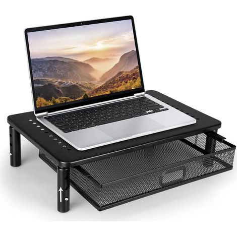 Rehausseur Ecran PC Bureau 3 Hauteurs Réglables avec Tiroir pour Moniteur Multifonctionnel Support Moniteur, Pour Moniteur PC, Pour Ordinateur Portable (1/5)