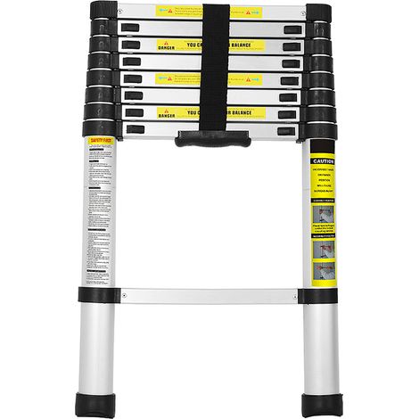 Wolketon Scala telescopica 2,6M Scala multifunzionale in alluminio Scala semplice Scala multiuso Scala estensibile Scala di qualità superiore 150KG
