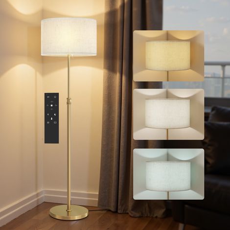 Adjustable Floor Lamp with Remote Control, Dimmable 3000K-6000K Color Temperature, Foot Switch, Gold Tone for Living Room and Office