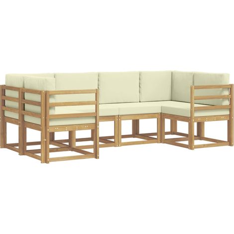 Outdoor Sofa Set with Cushion 6 pcs White and Cream vidaXL (1/5)