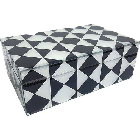 Boîte de rangement design verre motif géométrique noir et blanc - Noir et blanc graphique (1/5)