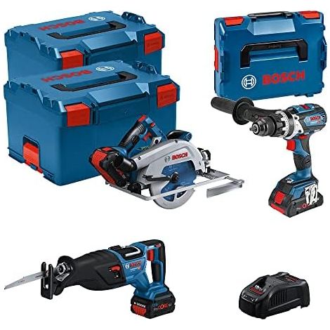 conjunto de herramientas 18V GSB/GKS/GSA - BOSCH - con 2 baterías 18V 5.5AH y 1 18V 4.0AH - cargador - L-Boxx 0615990N38 (1/5)
