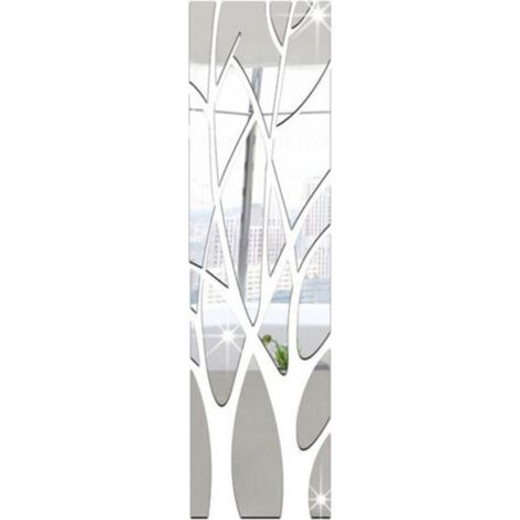 Stickers Muraux Miroirs Tronc d'arbre 3D Miroir Stickers Muraux Miroir Branches Autocollants Adhesif Miroirs Décoration de La Maison pour Couloir, Salon, Miroirs Décoratifs de Chambre, Argent