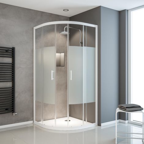 Schulte Sunny Runddusche mit Schiebetüren - Radius 55 cm, Größe: 90 x 90 x 190 cm, Glas: 5 mm Sicherheitsglas Dekor Dezent light, Profil: Alpin Weiß