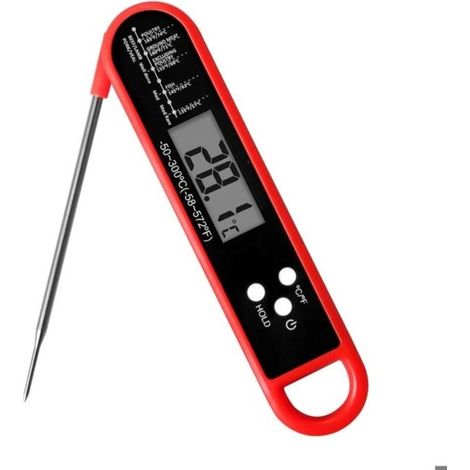 Thermometre Cuisine, Thermomètre Cuisson, Lecture Instantanée en 3s, Précision ±0,5°C, Écran LCD , Sonde en Acier Inox de (1/2)