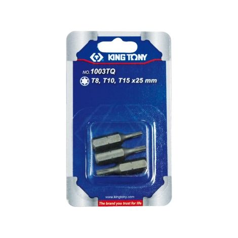 KING TONY - Jeu d'embouts de vissage 1/4" TORX® (T8,T10,T15) - 3 pièces