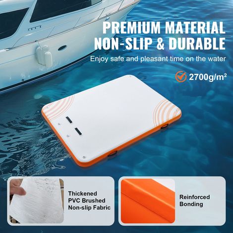 Plateforme flottante gonflable 10 x 8 pi, radeau îlot pour piscine plage mer, tapis anti-dérapant avec sac transport et échelle amovible (1/5)