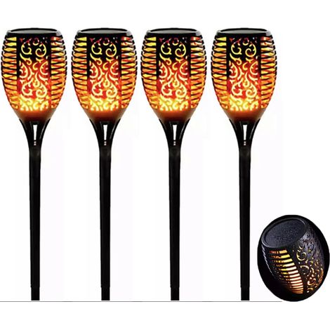 4-Pack Solar Flame Lights 96 LED Outdoor Waterproof Flickering Dancing Torches Lamp for Garden Decoration Path Lawn Lights (1/5)