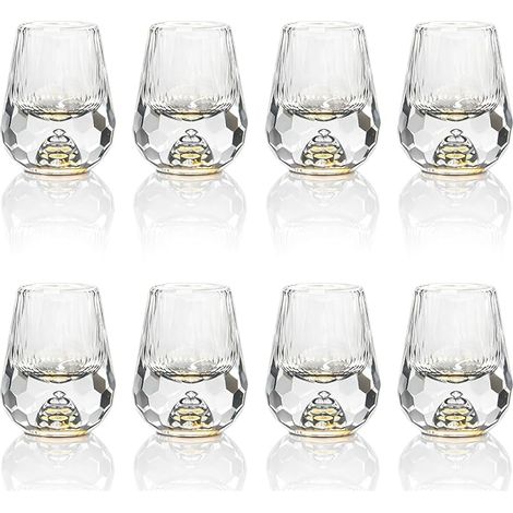 Verres à Shot en Diamant avec d’Or pour Liqueurs pour Vodka Ouzo Sambuca Tequil Verres à Shot en Verre Verres Shot Diamant Shooter (1/5)