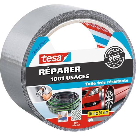 Reparieren 1001 Anwendungen Sehr strapfähiges Gewebeband 10m x 50mm Grau - Tesa