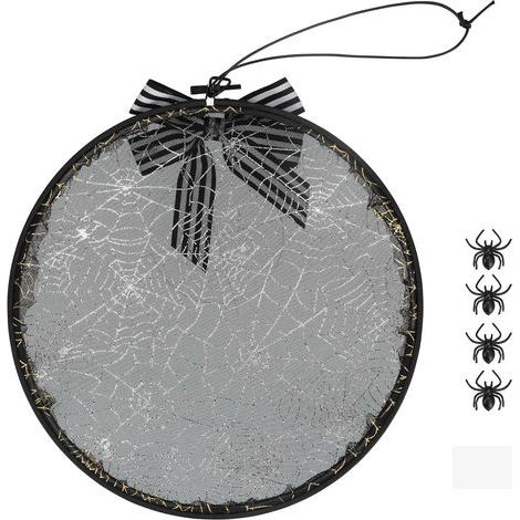 Couronne d'Halloween Porte Entrée avec Araignée Effrayante - Décoration Maison DIY pour Fête Horreur
