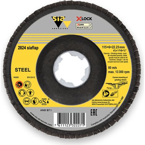 SIA Coated abrasives Fibreglass flap 8/13 T29 X-LOCK F03E0077JK