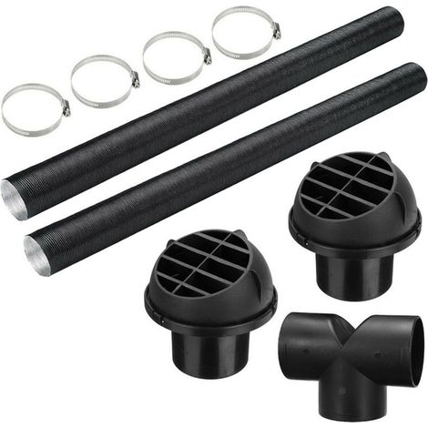 Ensemble de clips de tuyau de ventilation de sortie d'air chaud, tuyau de chauffage de voiture de 75mm, pièce en T. (1/4)