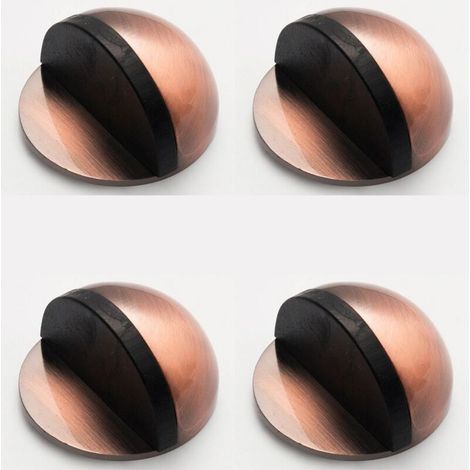 4 Pack Rubber Door Stops, 3M Self Adhesive Door Stops for Baseboards, Red Bronze, Wall Mounted Door Stops for Home, Office (1/3)