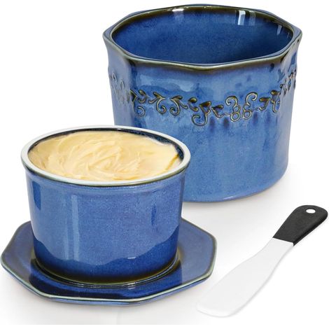 Französische Butterdose 280g Keramik Butterglocke Mit Messer (1/5)