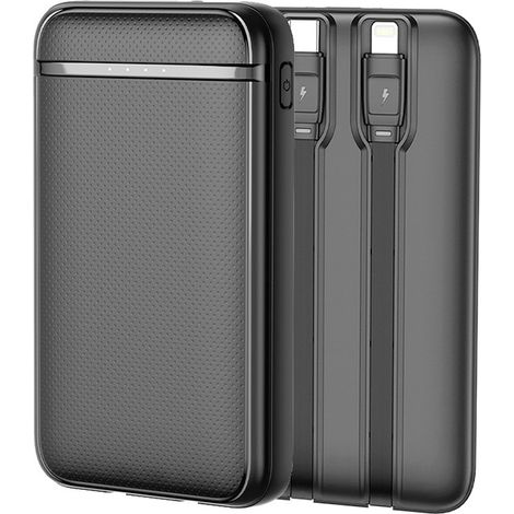 Bateria Externa Power Bank 5000 mAh COOL (2 Cables: TIPO C / Lightning) Negro