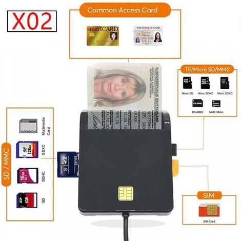 UTHAI X02 USB epiSmart Lecteur de carte pour carte bancaire IC-ID EMV TF MMC Lecteurs de cartes USB-CCID ISO - X02-Multi Card