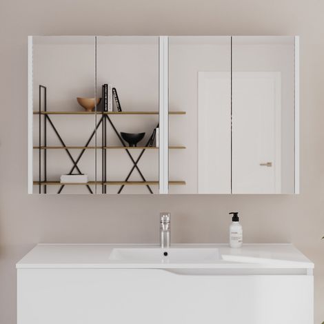 Armoire de toilette miroir 140x70cm - blanc - MIRANO (1/5)
