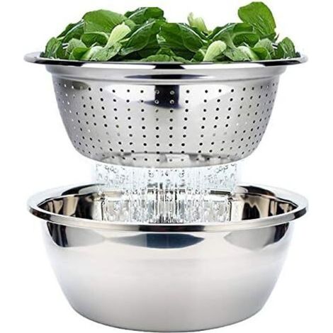 Edelstahl-Sieb mit Rührschüssel, 2er-Set, Küchenutensil, Durchmesser 26 cm