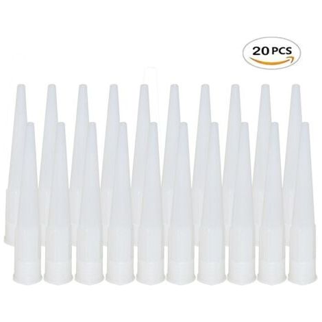 Lot de 20 Embout Douille Pistolet Silicone Cartouche Douilles Silicone Buses de Rechange pour Mastic Adhésif en Silicone avec Grattoir Plastique pour Calfeutrer Extension Remplacement Calfeutrage (1/5)