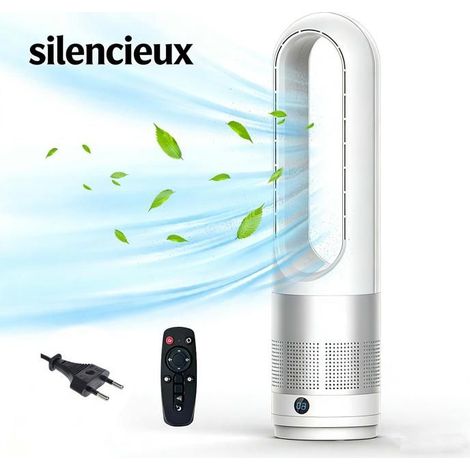 Ventilateur sans pales tour silencieux 80° - minuterie 8H - télécommande – 18 pouces – économe et design moderne (1/4)