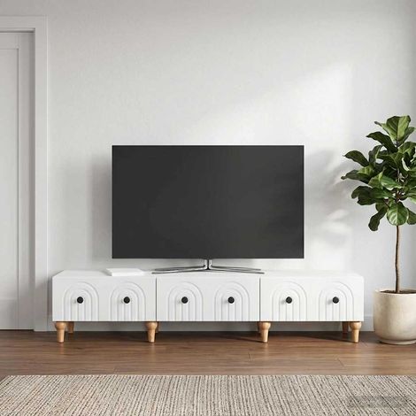 vidaXL TV Cabinet High Gloss White 147 x 34.5 x 30 cm Engineered Wood (1/5)