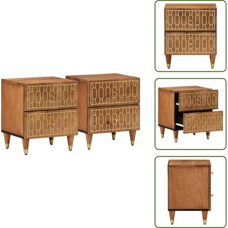 The Living Store Nachttische 2 Stk. 40x33x46 cm Massivholz Mango - Nachtkommode (1/5)
