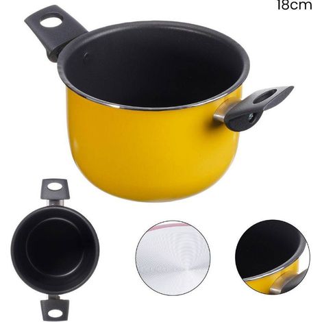 TrAdE Shop Traesio - Pentola Con Manici Antiaderente Accessori Per Cucinare Cm 14 Colori Assortiti -