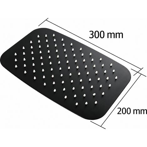 Pommeau de douche supérieur en acier inoxydable noir 300200 mm tête de douche 36 × 26 × 10 cm 1,526 kg – Livraison gratuite (1/4)