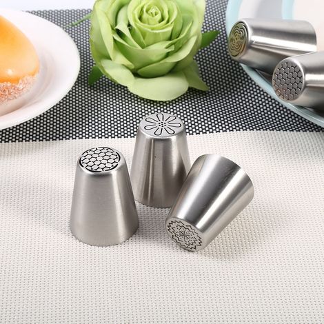 6-teiliges Set Edelstahl-Spritzdüsen für Blumen- und Tortendekoration, Backzubehör (1/5)