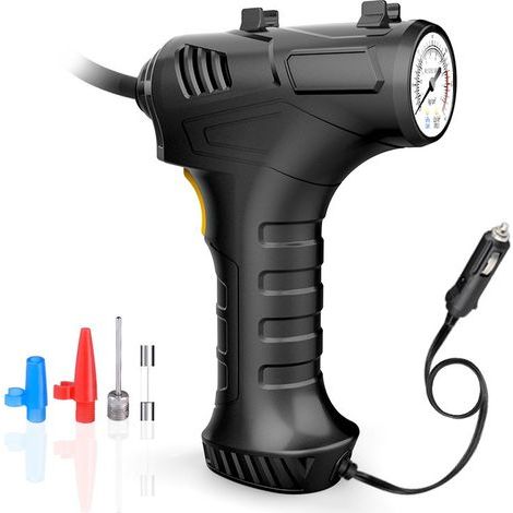 Pompe à Air Portable 120W pour voiture, compresseur d'air, gonfleur de pneus, manomètre avec lumière LED, pour voiture, moto, vélo, balles (1/5)