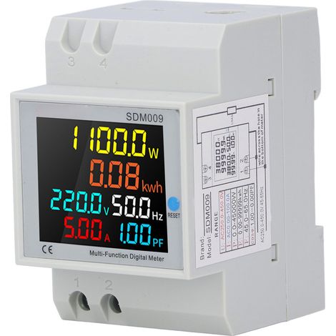 Nannigr Compteur d'Énergie Monophasé, Compteur d'Électrique Numérique avec Écran LCD Couleur AC 250-450V 100A Compteur Electrique 1 Phasé Wattmètre Rail DIN Mètre Watt KWh Voltmètre Ampèremètre (1/5)