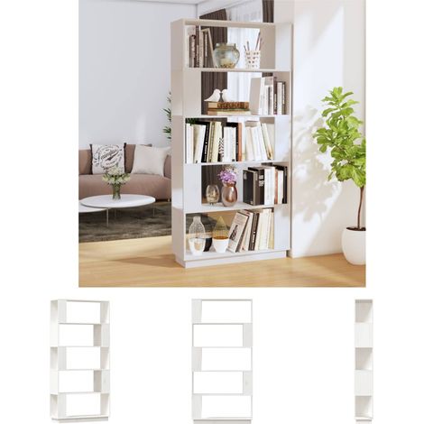 Holzregal - vidaXL Bücherregal/Raumteiler Weiß 80x25x163,5 cm Massivholz Kiefer - Weiß (1/5)