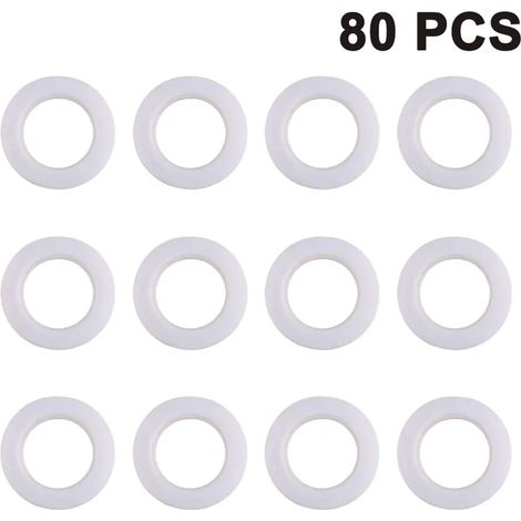 80 piezas Anillos de cortina ojetes de tela, diámetro 46mm Accesorios de barras de cortina anillos de ducha anillos de cortina de ducha anillos de suspensión cortina con ojetes anillos de plástico red (1/5)