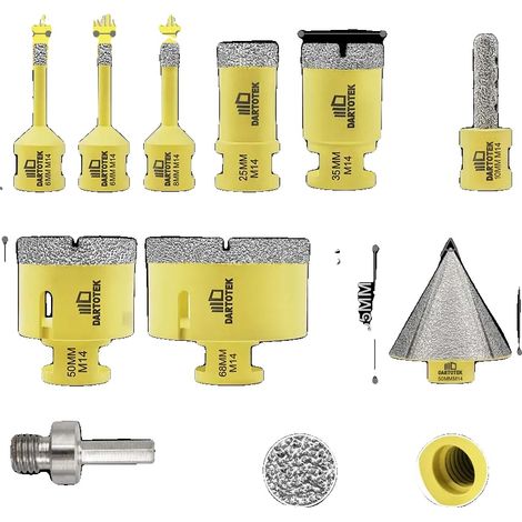 Bohrer Set, diamantbeschichtet, vielseitig für verschiedene Materialien, 10Stück, M14 Gewinde (1/2)