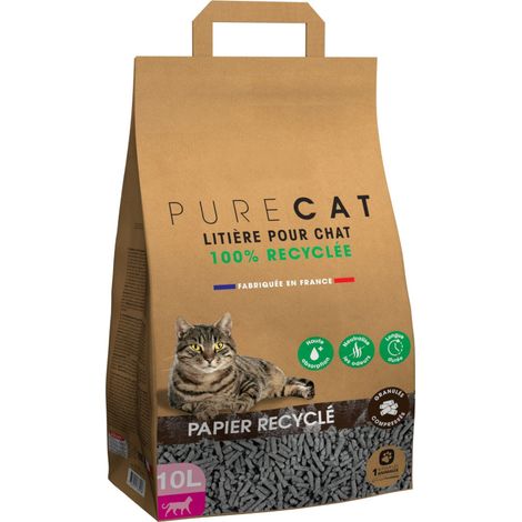 Litière granulés compressés en papier 100 % recyclé, 10 litres, pour chat - animallparadise