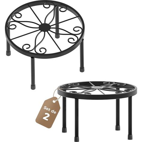 2 Supports Plantes Intérieur/Extérieur - Lot de 2 Étagères Métal pour Fleurs, Balcon, Terrasse, Jardin (Résistants)