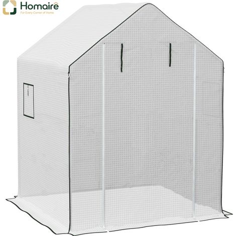 HOMAIRE Ersatzfolie Gewächshaus mit UV-Schutz, Seitenfenster, Rolltür und PE-Abdeckung für Tomatenhaus und Treibhaus, Weiß